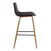 Maddie Contemporary 26" Barstool in Walnut Wood Finish and Brown Faux Leather - Furniture City (CA)l