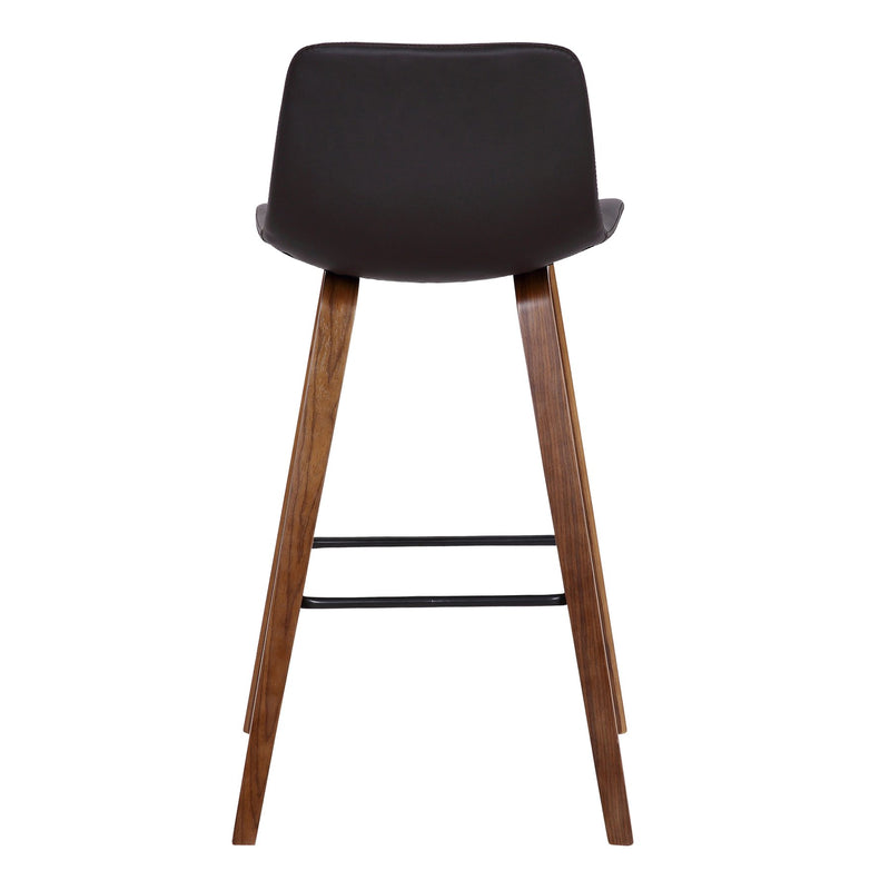 Maddie Contemporary 26" Barstool in Walnut Wood Finish and Brown Faux Leather - Furniture City (CA)l