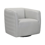Melanie Swivel Dove Gray Genuine Leather Barrel Chair - Furniture City (CA)l