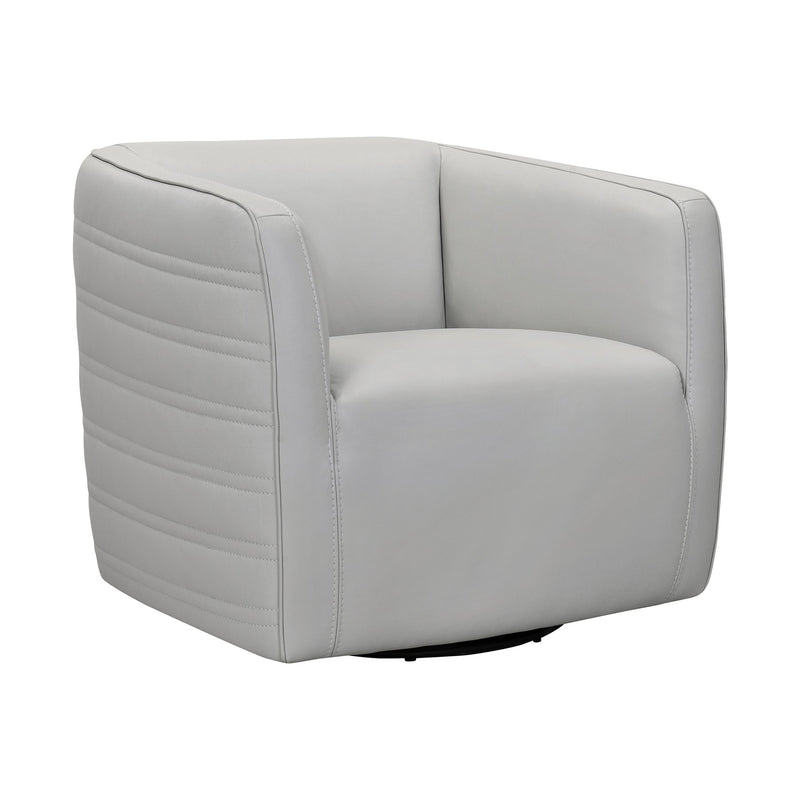 Melanie Swivel Dove Gray Genuine Leather Barrel Chair - Furniture City (CA)l