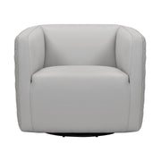 Melanie Swivel Dove Gray Genuine Leather Barrel Chair - Furniture City (CA)l