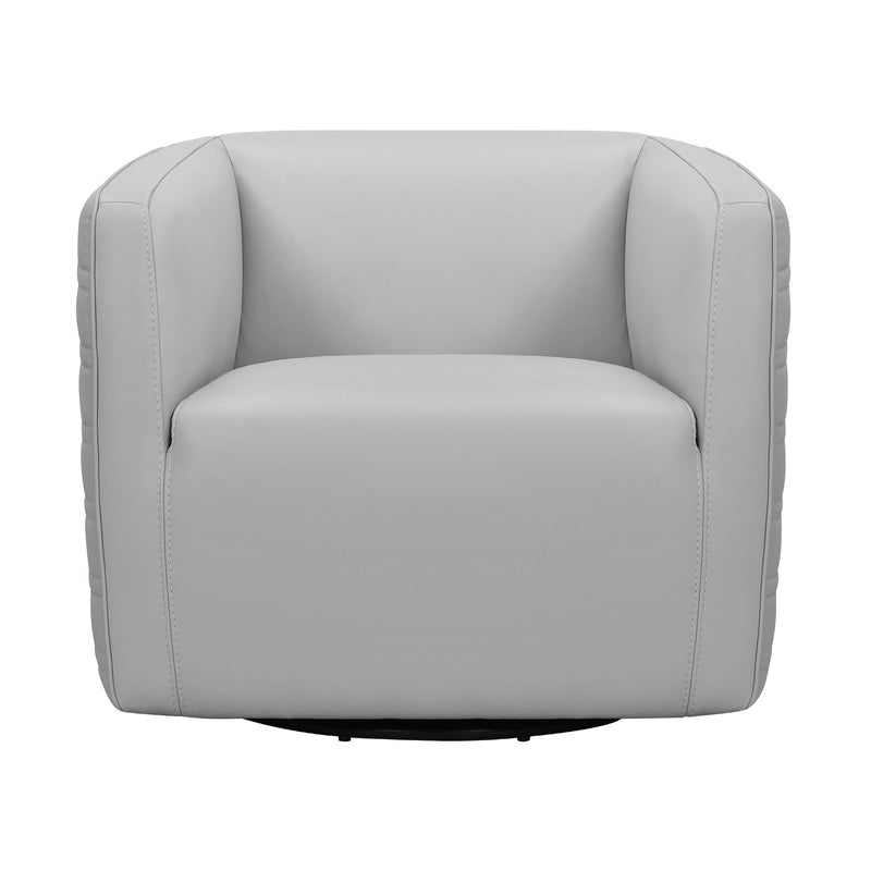 Melanie Swivel Dove Gray Genuine Leather Barrel Chair - Furniture City (CA)l