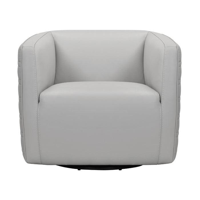 Melanie Swivel Dove Gray Genuine Leather Barrel Chair