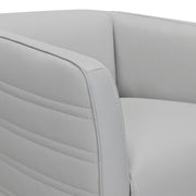 Melanie Swivel Dove Gray Genuine Leather Barrel Chair - Furniture City (CA)l