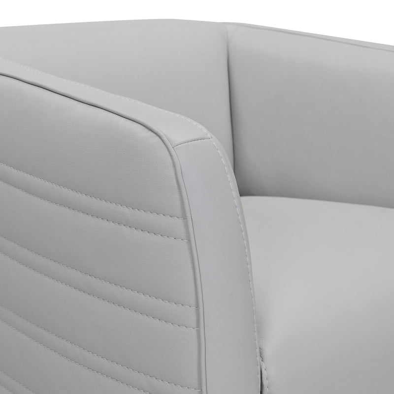 Melanie Swivel Dove Gray Genuine Leather Barrel Chair - Furniture City (CA)l