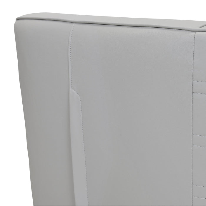 Melanie Swivel Dove Gray Genuine Leather Barrel Chair