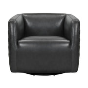 Melanie Swivel Pewter Genuine Leather Barrel Chair - Furniture City (CA)l