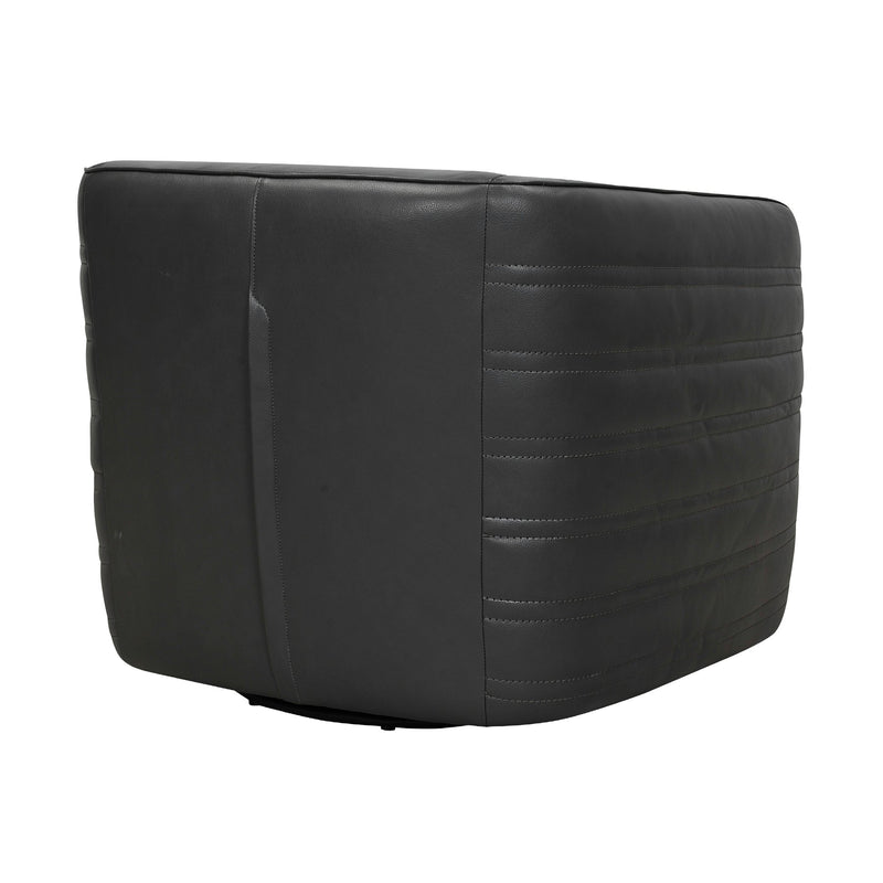 Melanie Swivel Pewter Genuine Leather Barrel Chair - Furniture City (CA)l