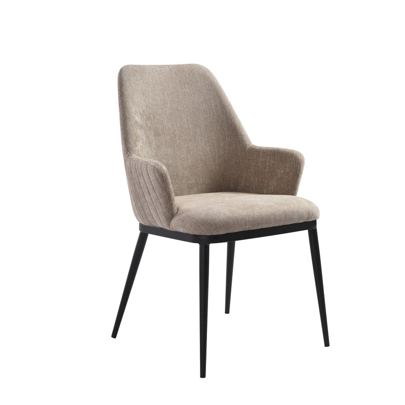 Mae Modern Almond Upholstered Dining Chair with Curved Back and Arms – Set of 2 - Furniture City (CA)l
