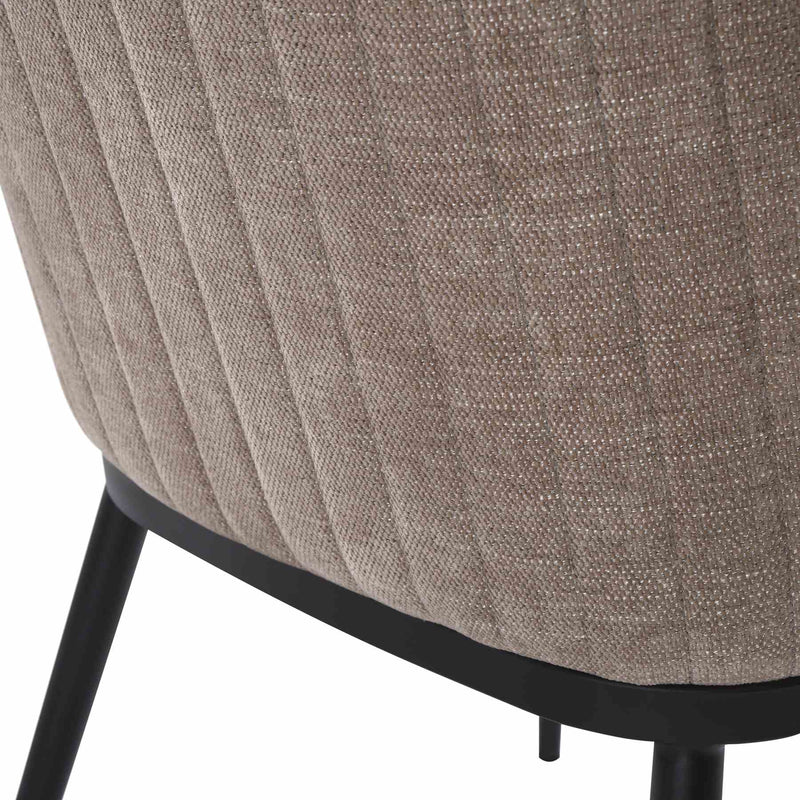 Mae Modern Almond Upholstered Dining Chair with Curved Back and Arms – Set of 2 - Furniture City (CA)l