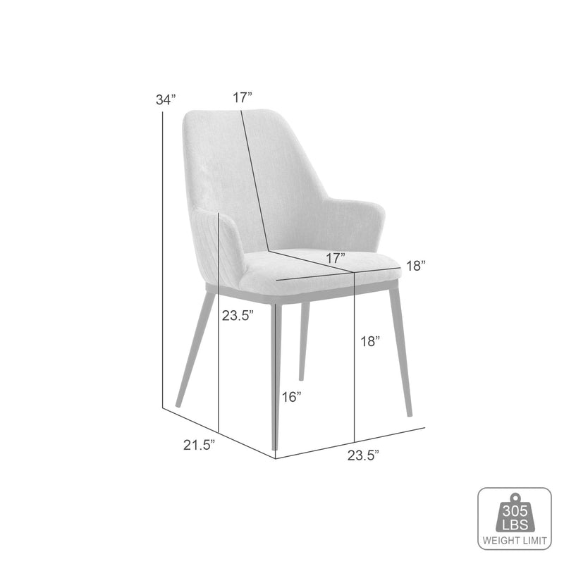 Mae Modern Almond Upholstered Dining Chair with Curved Back and Arms – Set of 2 - Furniture City (CA)l