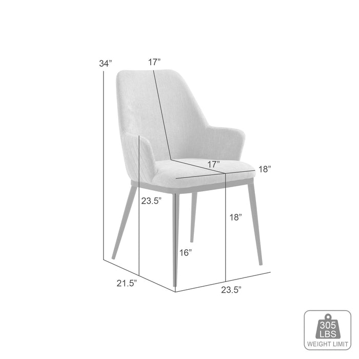 Mae Modern Almond Upholstered Dining Chair with Curved Back and Arms – Set of 2