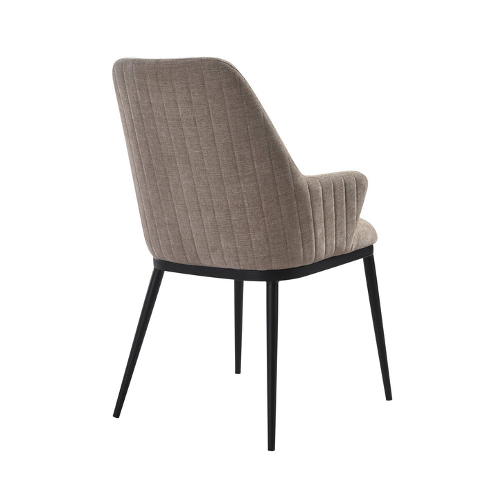 Mae Modern Almond Upholstered Dining Chair with Curved Back and Arms – Set of 2