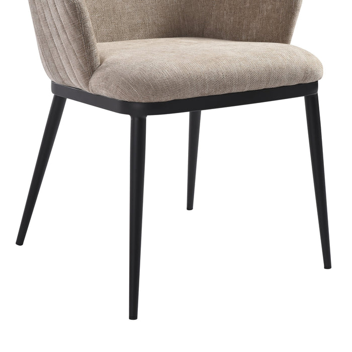 Mae Modern Almond Upholstered Dining Chair with Curved Back and Arms – Set of 2