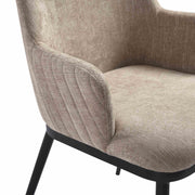 Mae Modern Almond Upholstered Dining Chair with Curved Back and Arms – Set of 2 - Furniture City (CA)l