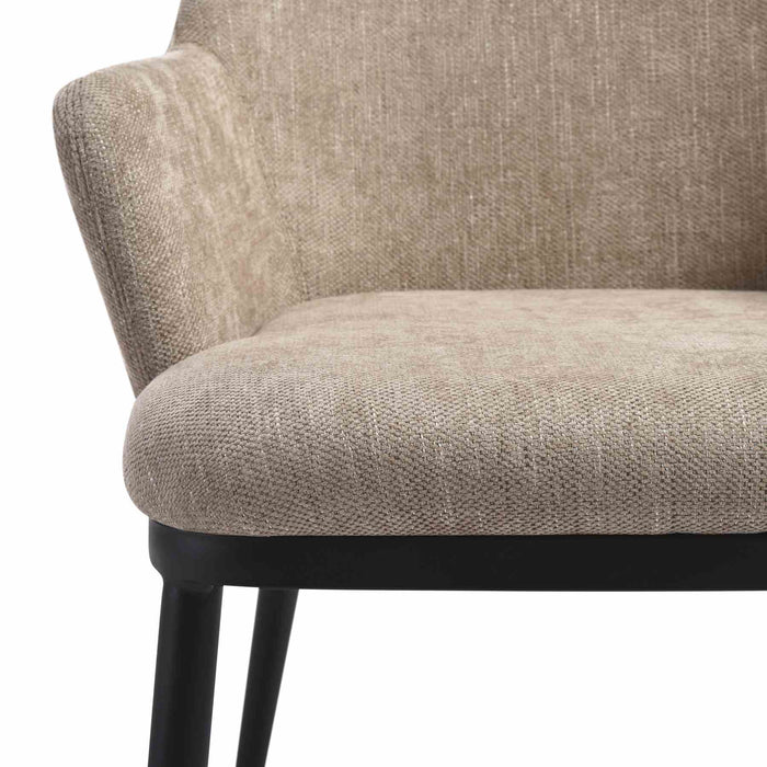 Mae Modern Almond Upholstered Dining Chair with Curved Back and Arms – Set of 2