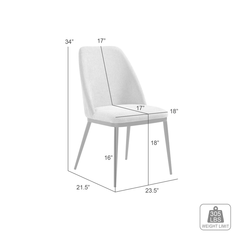 Mae Modern Curved Back Almond Upholstered Dining Chair - Set of 2 - Furniture City (CA)l