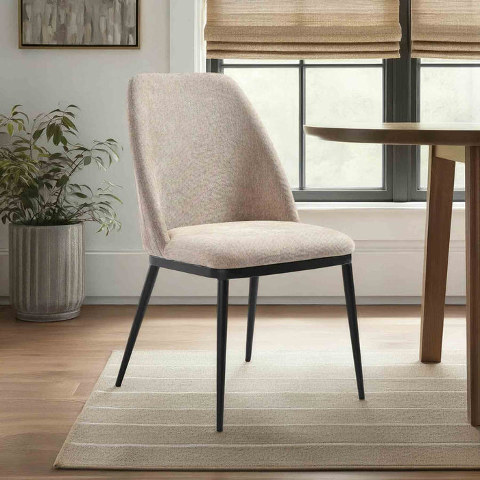Mae Modern Curved Back Almond Upholstered Dining Chair - Set of 2