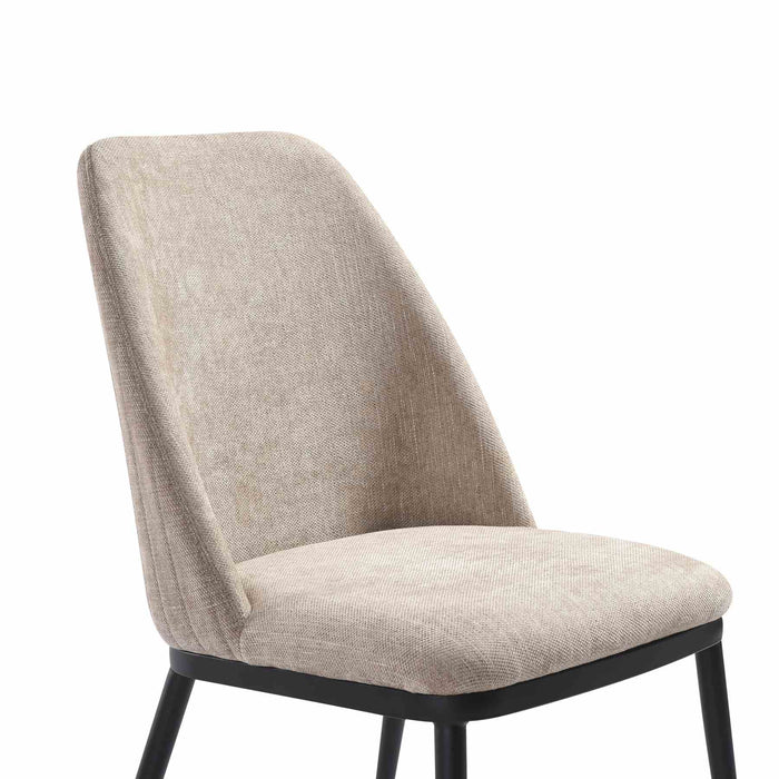 Mae Modern Curved Back Almond Upholstered Dining Chair - Set of 2