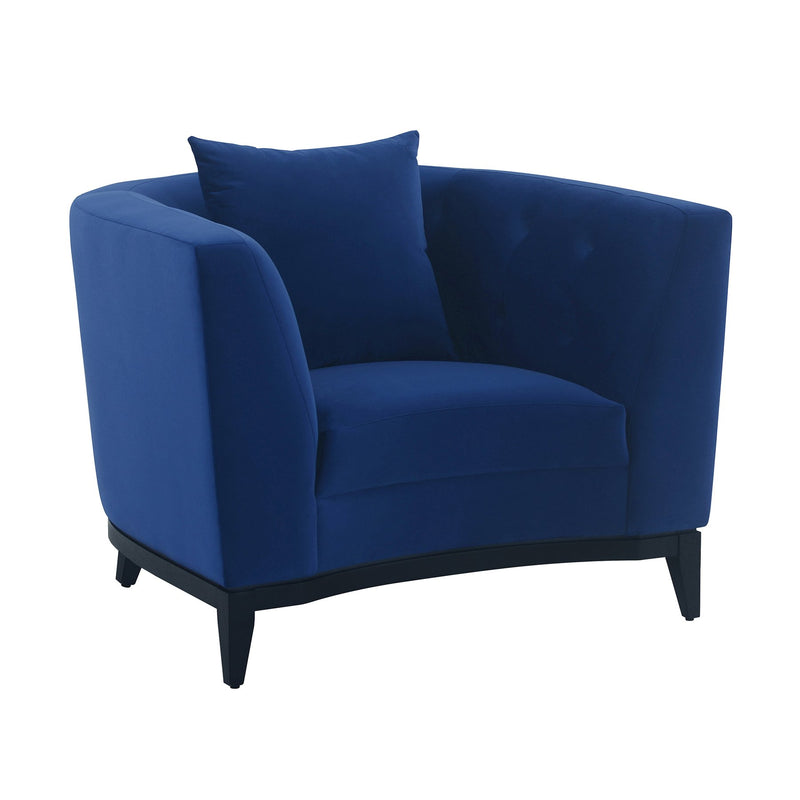 Melange Blue Velvet Upholstered Accent Chair with Black Wood Base - Furniture City (CA)l