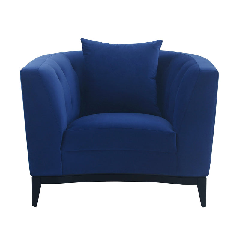 Melange Blue Velvet Upholstered Accent Chair with Black Wood Base - Furniture City (CA)l