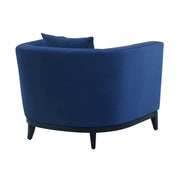 Melange Blue Velvet Upholstered Accent Chair with Black Wood Base - Furniture City (CA)l