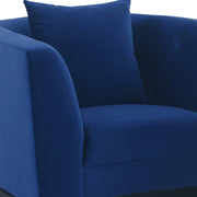 Melange Blue Velvet Upholstered Accent Chair with Black Wood Base - Furniture City (CA)l