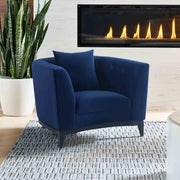 Melange Blue Velvet Upholstered Accent Chair with Black Wood Base - Furniture City (CA)l
