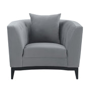 Melange Gray Velvet Accent Chair with Black Wood Base - Furniture City (CA)l