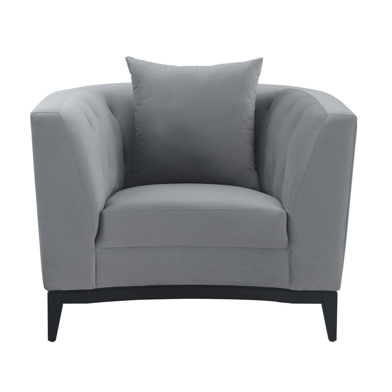 Melange Gray Velvet Accent Chair with Black Wood Base - Furniture City (CA)l