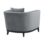 Melange Gray Velvet Accent Chair with Black Wood Base - Furniture City (CA)l