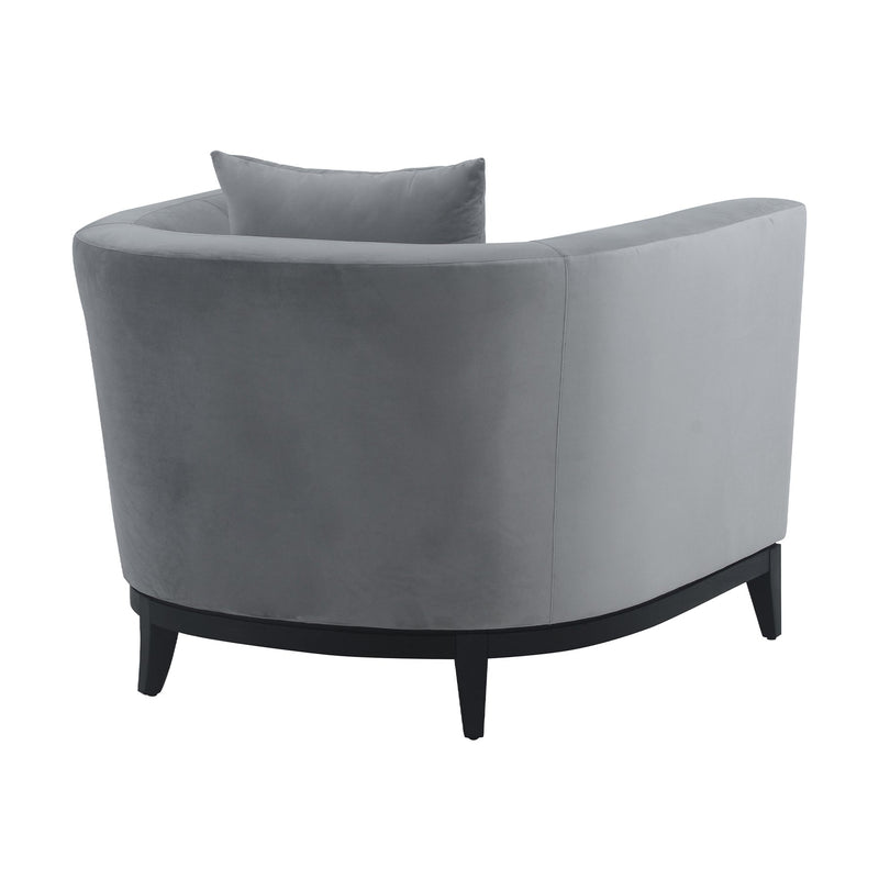 Melange Gray Velvet Accent Chair with Black Wood Base - Furniture City (CA)l