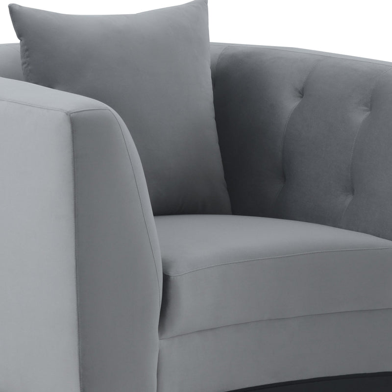 Melange Gray Velvet Accent Chair with Black Wood Base - Furniture City (CA)l