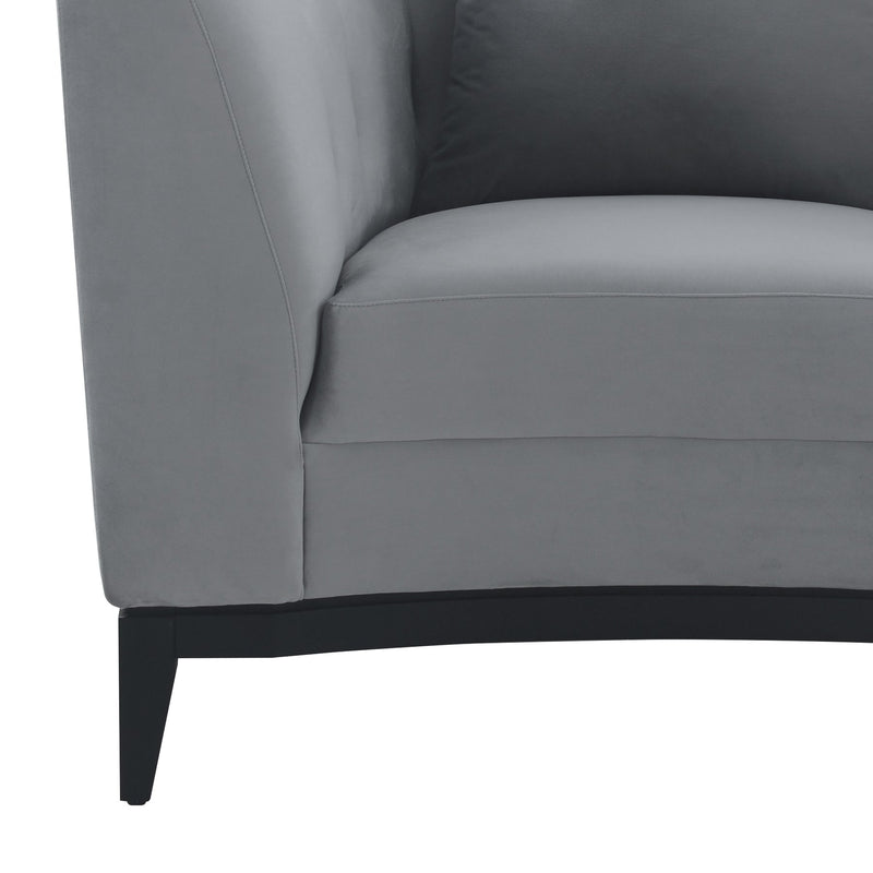 Melange Gray Velvet Accent Chair with Black Wood Base - Furniture City (CA)l