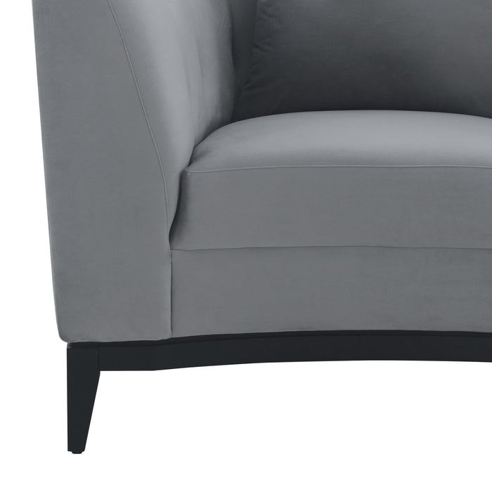 Melange Gray Velvet Accent Chair with Black Wood Base