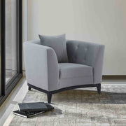Melange Gray Velvet Accent Chair with Black Wood Base - Furniture City (CA)l