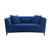 Melange Blue Velvet Upholstered Loveseat with Black Wood Base - Furniture City (CA)l
