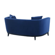 Melange Blue Velvet Upholstered Loveseat with Black Wood Base - Furniture City (CA)l