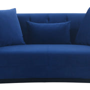 Melange Blue Velvet Upholstered Loveseat with Black Wood Base - Furniture City (CA)l