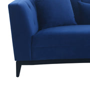 Melange Blue Velvet Upholstered Loveseat with Black Wood Base - Furniture City (CA)l