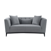 Melange Gray Velvet Loveseat with Black Wood Base - Furniture City (CA)l