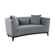 Melange Gray Velvet Loveseat with Black Wood Base - Furniture City (CA)l