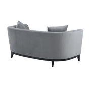 Melange Gray Velvet Loveseat with Black Wood Base - Furniture City (CA)l