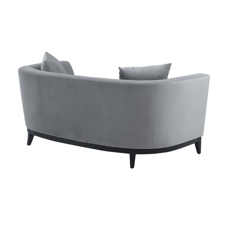 Melange Gray Velvet Loveseat with Black Wood Base - Furniture City (CA)l