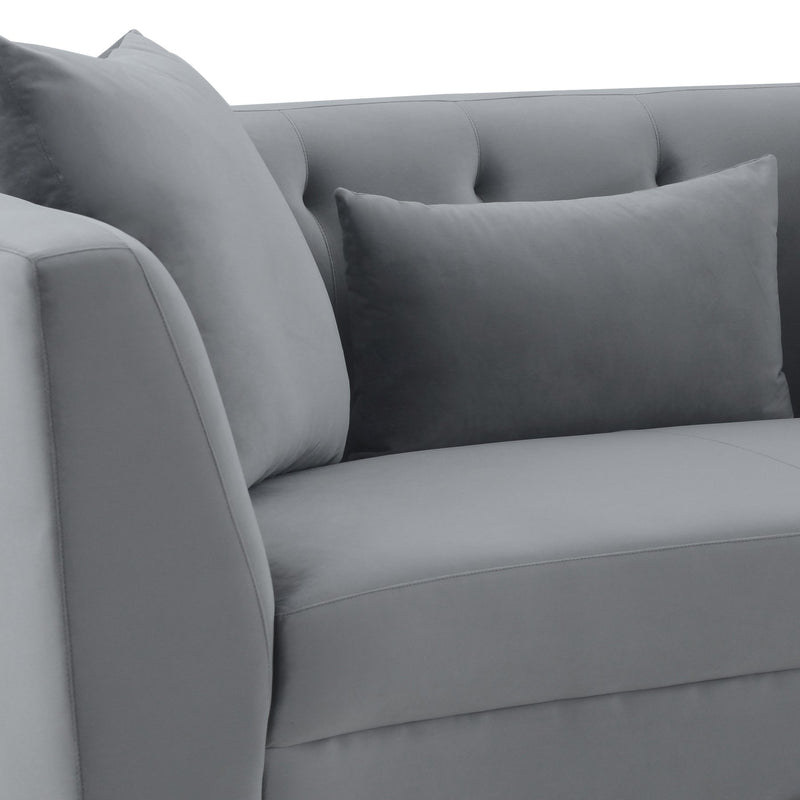Melange Gray Velvet Loveseat with Black Wood Base - Furniture City (CA)l