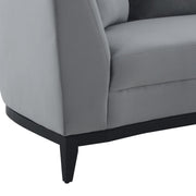 Melange Gray Velvet Loveseat with Black Wood Base - Furniture City (CA)l