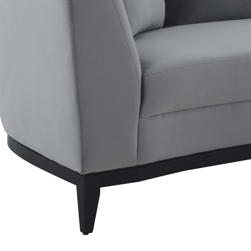 Melange Gray Velvet Loveseat with Black Wood Base - Furniture City (CA)l
