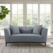 Melange Gray Velvet Loveseat with Black Wood Base - Furniture City (CA)l