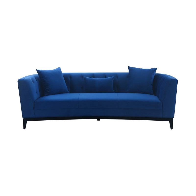 Melange Blue Velvet Upholstered Sofa with Black Wood Base - Furniture City (CA)l
