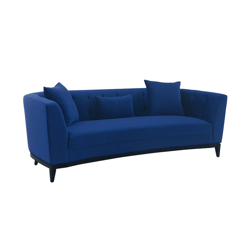 Melange Blue Velvet Upholstered Sofa with Black Wood Base - Furniture City (CA)l
